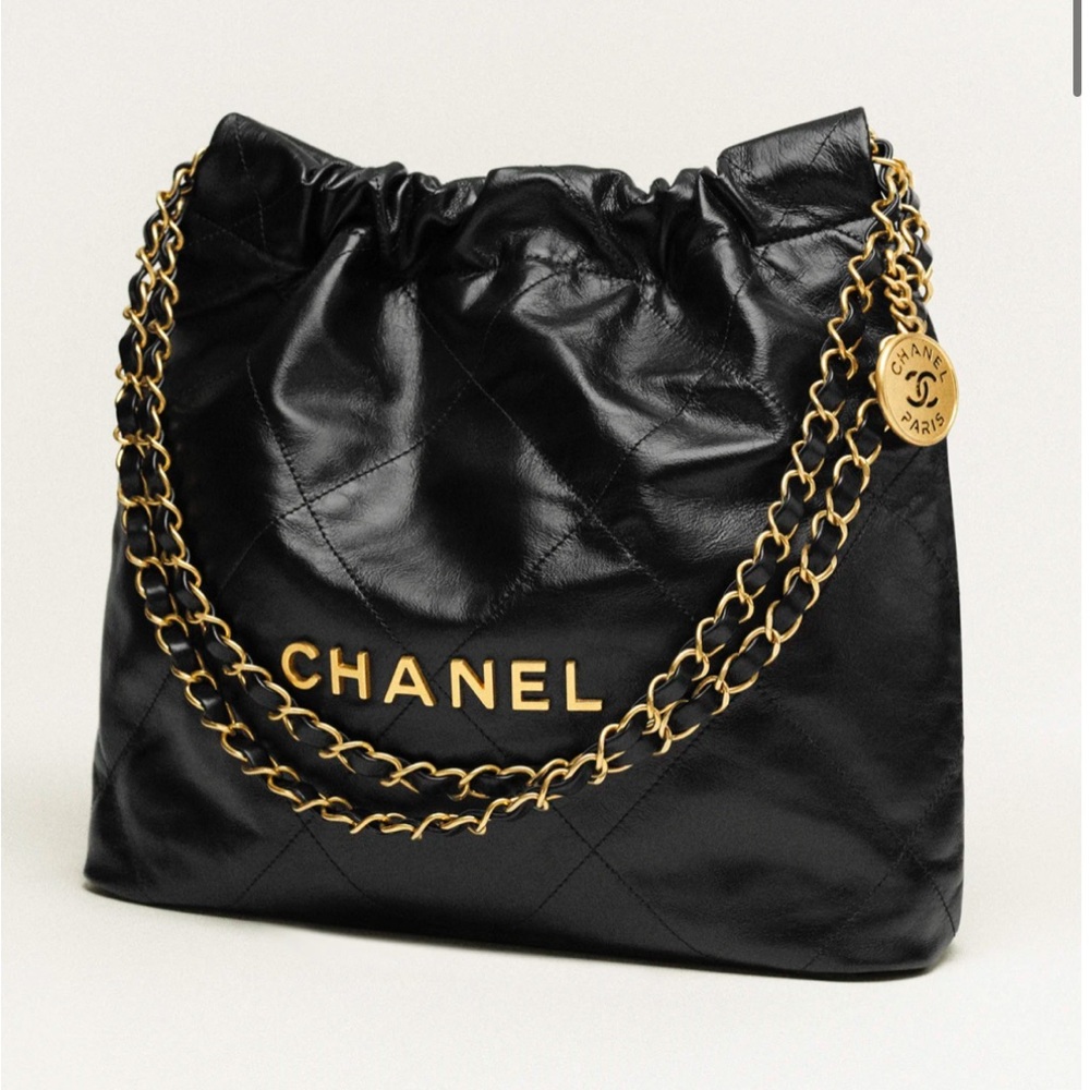 Black Quilted Leather Chain Bag 22 hobo